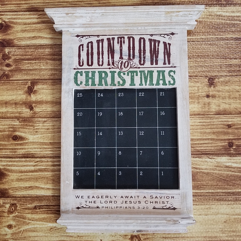 Dayspring Rustic Christmas Countdown Advent Calendar Chalkboard Wall Decor